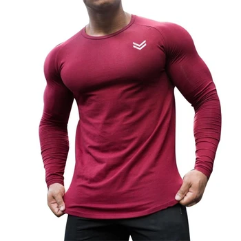 Tricou Barbati 2019 Toamna anului Nou Maneca Lunga O-Gât T Cămașă Bărbați Îmbrăcăminte de Brand de Moda de fitness Tee Bumbac Topuri haine