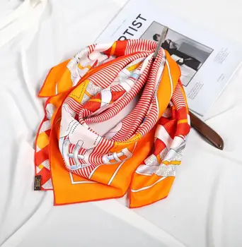 2019 new sosire moda elegant marca model de lanț de eșarfă de mătase 90*90 cm pătrat șal diagonal wrap pentru femei cu transport gratuit