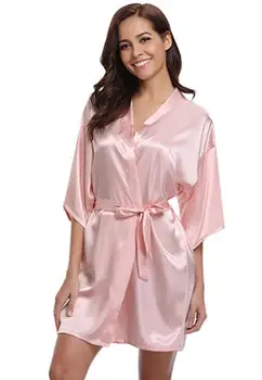 2020 Nou Kimono De Mătase Halat Halat De Baie Femei De Mătase De Onoare Haine Sexy Bleumarin Halate De Satin Halat Doamnelor Halate