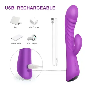 Rabbit Vibrator USB Reîncărcabilă Masturbari 9 Viteza Vibratoare Clitoris, punctul G Vibrații Vibrator Vibrator Jucarii Sexuale pentru femei