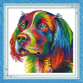 Curcubeu câine animal de bricolaj, pictura numărat imprimate pe panza DMC 11CT 14CT kituri chineză Cruce Cusatura broderie manual Seturi