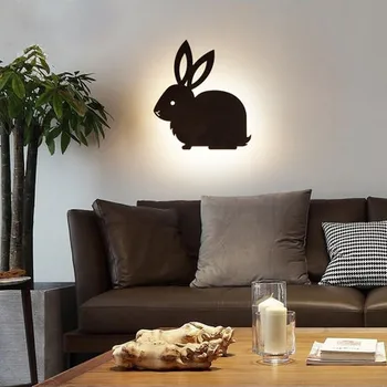 Creative LED Rabbit Lampă de Perete din Lemn Noptieră Lumina de Perete Simplu Fete Moderne Cameră Bunny Lampă de Perete din Lemn Pentru Dormitor