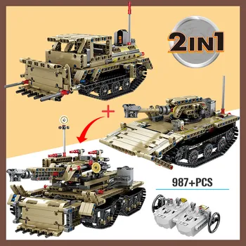 987pcs Oraș Tehnice RC WW2 Tank Assault Camion Blocuri Militare de Control de la Distanță Carul Masina Cărămizi Jucarii Pentru Copii