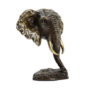Thai Cap De Elefant Statuie De Bronz Animal Bust Sculptura Modernă Faunei Sălbatice Figurina Art Decor Acasă Mici