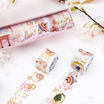7 Role/Cutie Bronzare Washi Tape Set Bandă De Mascare Decorative, Benzi Adezive Autocolant Stil Chinezesc Autocolante Papetărie Aprovizionare