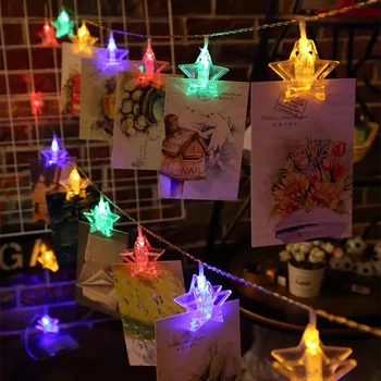 Crăciun lumini led Stele Ghirlande cu LED-uri Foto Carte Clip Șir de Lumini cu Baterii Lumina Siruri de caractere Sclipire Decorative II