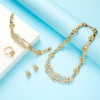 2020 AUG statele UNITE ale americii fierbinte XOXO bijuterii nunta bijuterii set pentru femei de moda set de bijuterii placat cu Aur 14k înaltă calitate set de bijuterii de mireasa