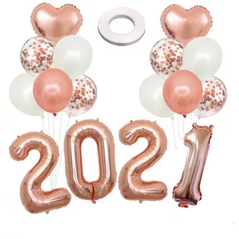 Un Set De Aur A Crescut Numărul Baloane Folie Petrecere De Craciun Decor Confetti Balon Stea Inima Aluminiu Ballon Decoratiuni De Anul Nou 2021