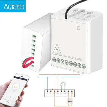 Original Aqara Două-mod de modulul de comandă Releu Wireless Controller cu 2 canale de Lucru Pentru smart home APP & Kit de Start a Modulului de Comandă
