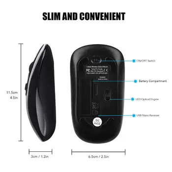 Reîncărcabilă Mouse-ul fără Fir Bluetooth & 2.4 Ghz Conectat, Ultra Silent faceți Clic și Ergnomic pentru Calculator cu USB Nano Receiver