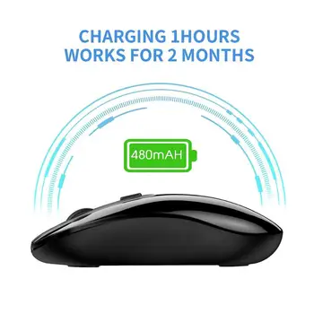 Reîncărcabilă Mouse-ul fără Fir Bluetooth & 2.4 Ghz Conectat, Ultra Silent faceți Clic și Ergnomic pentru Calculator cu USB Nano Receiver