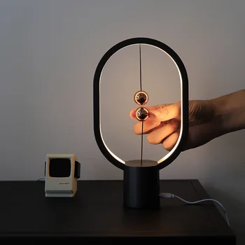 USB Alimentat Mini HENGPRO Echilibru LED Masă Lampă Elipsă Magnetic Mijlocul-aer Comutați Atingeți de Atenuare Ochi-Îngrijire Lumina de Noapte Cadou Decor