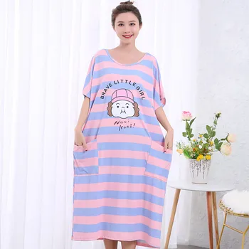Supradimensionate, cu Maneci Scurte de Vară Lungă cămașă de noapte pentru femei new Casual cămașă de noapte Vrac somn rochie mare si Gras mm Modal sleepdress