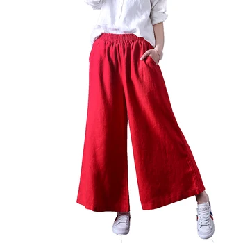 Femei Pantaloni Largi Picior De Vară 2020 Pantaloni Largi Elegant Talie Elastic Casual Glezna Lungime Pantaloni Solid Modă Plus Dimensiune Birou