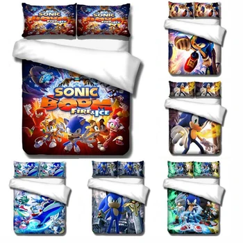 Home Textile Sonic Ariciul Set de lenjerie de Pat pentru Copii de Desene animate 3d Carpetă Acopere Set Pernă Regina King Singur Lenjerie de pat cameră Dublă