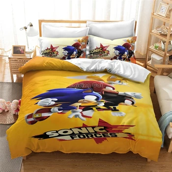 Home Textile Sonic Ariciul Set de lenjerie de Pat pentru Copii de Desene animate 3d Carpetă Acopere Set Pernă Regina King Singur Lenjerie de pat cameră Dublă