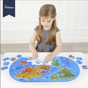 MiDeer Lumea Noastră Hartă Podea Puzzle 100 Piese Mari copii Copii de Învățare Timpurie Jucării Educative pentru Carucioare Copii cel Mai frumos Cadou