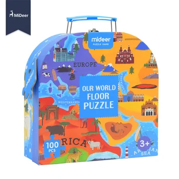 MiDeer Lumea Noastră Hartă Podea Puzzle 100 Piese Mari copii Copii de Învățare Timpurie Jucării Educative pentru Carucioare Copii cel Mai frumos Cadou