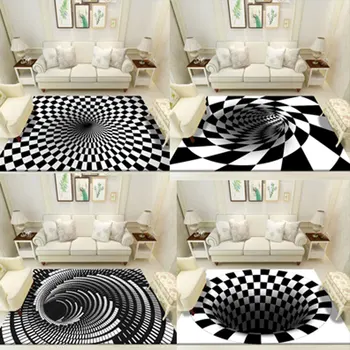 Amuzant Vortex Iluzie Model Anti-Derapant Acasă Dormitor Podea 3D Stereo Vision Covor Pătrat de Covor Podea Mat Rece Spirală Carouri