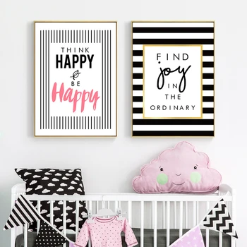 Pisoi fericit Găsi Bucurie Citat Arta Panza de Imprimare Poster, Imagini de Perete pentru Decoratiuni Camera Copii, Giclee Decor de Perete