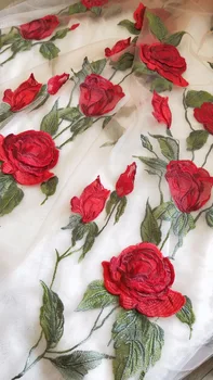 4 Culori 3D Mare de Flori Brodate Tifon Tul Dantela Tesatura Pentru Couture Rochie de Bal, Rochie De Nunta Rochie de Voal Costum Consumabile