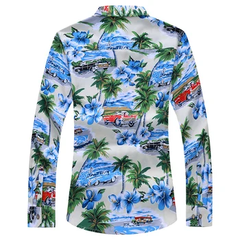 Moda 2020 Toamna Haine de Primăvară Mâneci Lungi Tricou Barbati Plus din Asia de Dimensiuni Mari M-5XL 6XL 7XL Hawaiian Beach Casual Florale