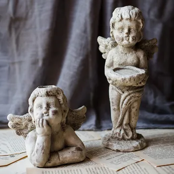 Europene Ceramice Cupidon Înger Sfeșnic Decor Meserii Alimentar Curte Cu Grădină Figurine Decor Acasă, Mobilier De Birou