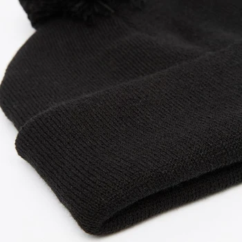 Moale Moda de Iarna Capac de Cald Femeilor Om Casual Pălării de Tricotat Capace de Craniu cu Par Negru minge Gri