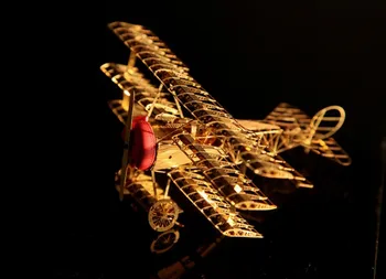 Constructii metalice Kituri 3D Fokker DR. 1 Război Mondial 1 Luptător Trei Aeronave cu aripă de Avion Puzzle de Asamblare Miniaturi Model de Jucărie