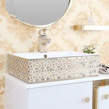 Europa stil deșertăciunilor baie chineză Jingdezhen Art blat ceramic spălare de mână lavoar baie chiuvete dreptunghiulare