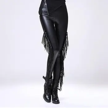 Rosetic Gotic Ciucure PU Jambiere Pantaloni pentru Femei de Iarnă Negru Street Punk Moto Moda Sexy Slim Goth Fată de Piele Elastica Pantaloni