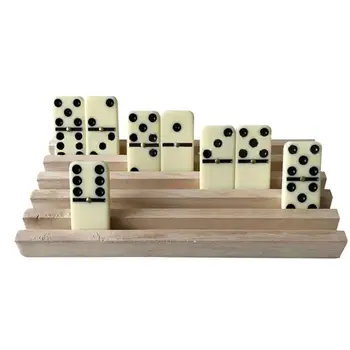 Domino Rafturi Premium Domino din Lemn, Tăvi și suporturi pentru Picior de Pui Mexican de Tren și Jocuri de Domino 4BUC/Set