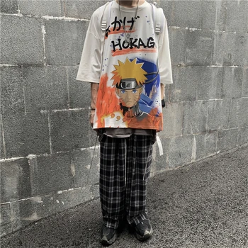 Hip Hop Naruto Tricou Streetwear Vara Desene animate Naruto Uzumaki tricou casual Tricou topuri Amine Maneca Scurta camasi barbati