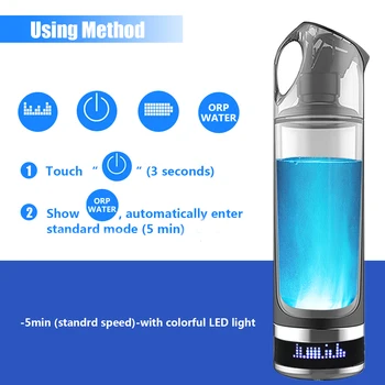 500ml de Hidrogen Bogat Alcaline Sticlă de Apă lonizer Generator de LED-uri RGB Portabil Cana USB Reîncărcabilă Anti-Îmbătrânire Cadouri