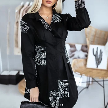 2020 Primavara-Vara Bluza Lunga Tricou Femei Elegante Scrisori De Imprimare Topuri Casual Pulover Plus Dimensiunea V Gât Camasi Cu Maneca Lunga Blusas