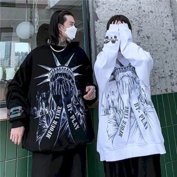 Gothic punk tricou femei bărbați pulover steetwear hanorac ins mână-pictat de imprimare prajit strada cu mâneci lungi reflectorizante topuri