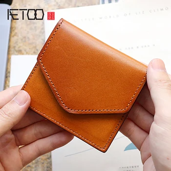 AETOO Bronzare piele portofel de piele de sex Feminin retro plic mic card geanta handmade subțire scurt clip de bani