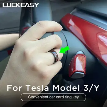 LUCKEASY carbonfiber Accesorii Pentru Tesla Model3 și Tesla ModelY convenabil mașină de card inteligent deget inel cheie pentru Bărbați sau Femei