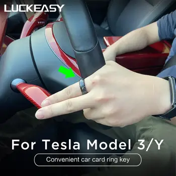 LUCKEASY carbonfiber Accesorii Pentru Tesla Model3 și Tesla ModelY convenabil mașină de card inteligent deget inel cheie pentru Bărbați sau Femei