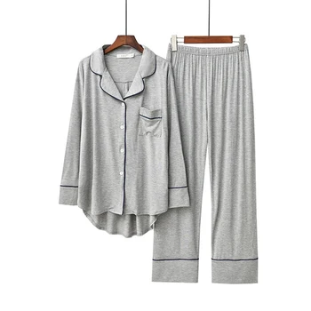 2 BUC Seturi de Pijama Femei, cu Maneci Lungi Solid Modal Pierde Respirabil Moale Supradimensionate Femei coreeană Stil de Îmbrăcăminte Acasă Confortabil