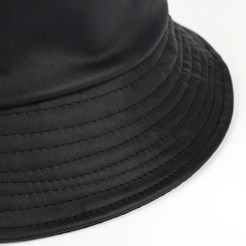 2020 Nou Solid Faux din Piele Găleată Pălărie de călătorie în aer liber pălărie Femei Casual Plat bob de Vară, Pălării de Pescuit soare Capace Pentru Femei/Bărbați