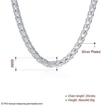 Bărbați Bijuterii de Înaltă calitate 925 ștampilată de argint placat cu 6mm Frânghie Lanț de Link-ul de 20