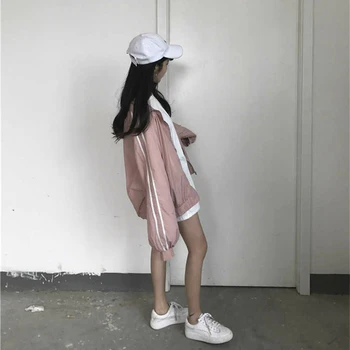 Jachete Femei cu Dungi Loose XXL Agrement Simplu Harajuku Șic High Street Negre Haină de Moda coreeană Jacheta Ins Ulzzang Noi