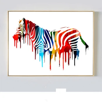 HAOCHU Europa Nordică Decor Animale de Colorat Mare Zebra Cal Panza Pictura pe Perete Poze Poster Pentru Camera de zi Decor Acasă
