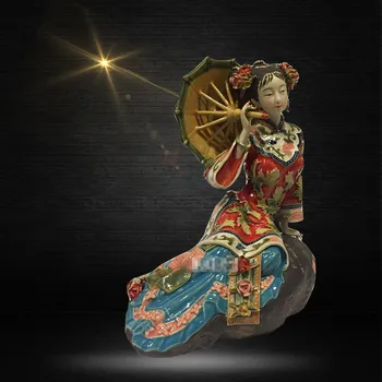 Clasic Femei Frumoase Pictate De Artă Cifra De Sex Feminin Statuie Ceramice Antic Chinez Îngeri De Porțelan Design Interior Acasă L3393