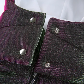 Weekeep Sclipici Reflectorizante Jachete Hanorac Streetwear Cald pentru Femei Toamna Iarna cu Glugă Detașabilă Gros Haine Casual Punk Palton