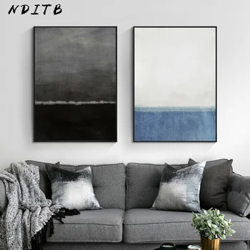 Artă Contemporană Rezumat Poster De Perete Nordic Arta Panza De Imprimare Albastru Negru Stil Modern Pictura Tablouri Decorative Decor Acasă
