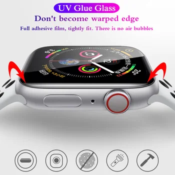 Acoperire completă Sticla Pentru Apple Watch 38 42 40 de 44mm Ecran Protector Pentru a Viziona 5 4 3 2 Seria UV Adeziv Folie de Protectie