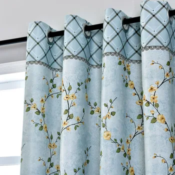 Albastru Scurt Draperii pentru Living Dormitor Bucatarie Design Floral Draperii pentru Ferestre