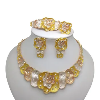 Regatul Nou Ma Dubai Cristal Colier Bratara Cercei Inel Seturi nigerian nunta africane set de bijuterii costum
